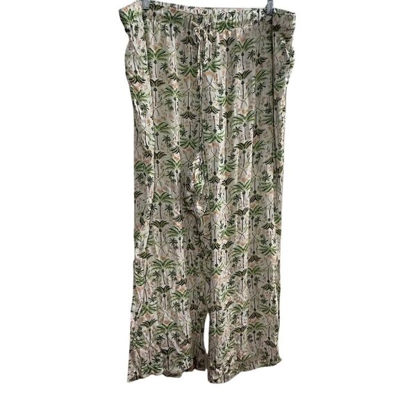 Old Navy Women's XXL Tropical Floral High Waist Wide-Leg Pants Side Slits - Picture 1 of 13